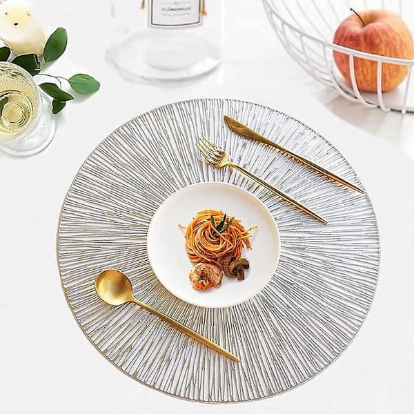 Set of 4 Round Placemats, Silver
