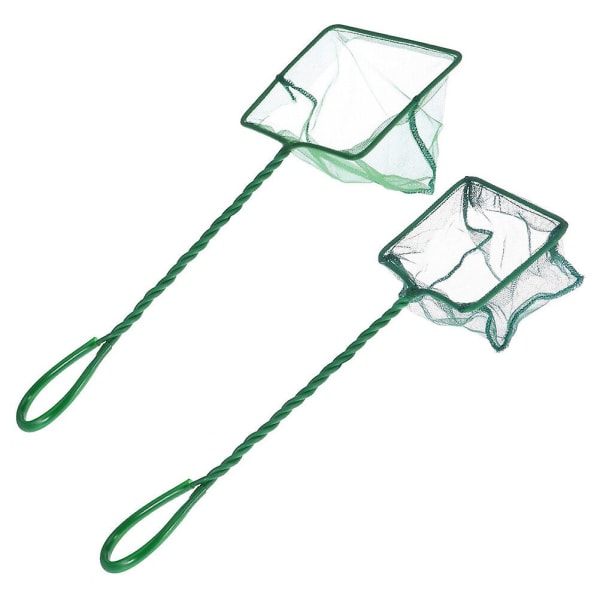 1 Sæt/2 stk. Firkantet Landing Net Nylon Bærbar Fiskedam Flydende Fiskenet Grøn 50X19CM Green 50X19CM