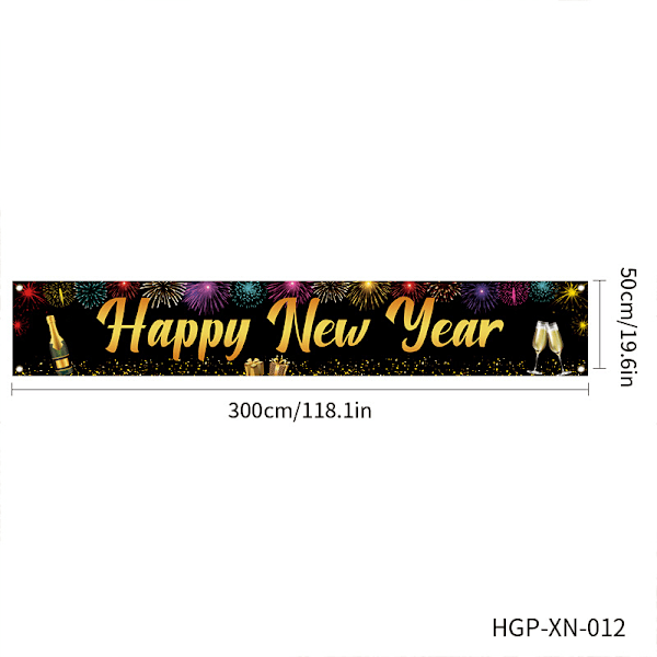 Gott Nytt År Banner 2025, 118’’x 19.6’’ Nyårs Bakgrund, Neonljus Design, Nyårsafton Dekorationer