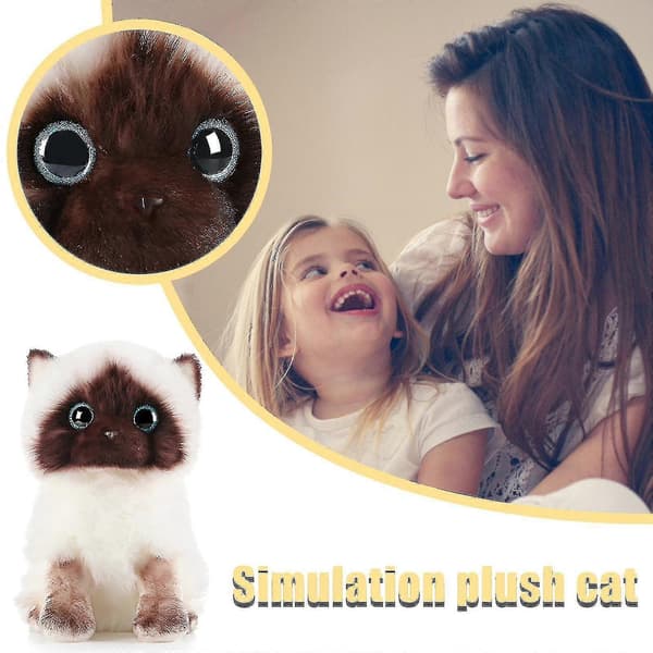 Plush Siamese Cat Dolls Stuffed Animals Toys Simulation Siamese Cat Cu