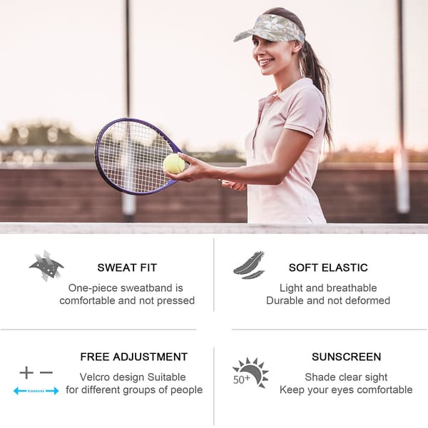 Women's Sun Visor - Summer Adjustable Sun Visor Hat, Golf Sun Visor Women's Sun Visor Hat Ponytail Baseball Cap Printed Tennis Running Sun Visor Cap