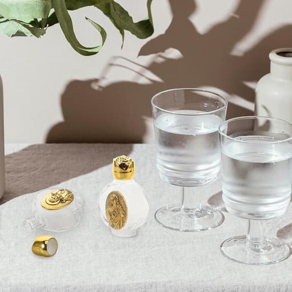 4 st heliga vattenflaskor med lock, påfyllningsbara bärbara glasbehållare för dop, dekorativa mini tomma parfym eteriska oljeburkar