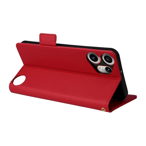 For Nothing CMF Phone 2 Pro Case with Wrist Strap Litchi Texture PU Leather Wallet Case - Red{F2}
