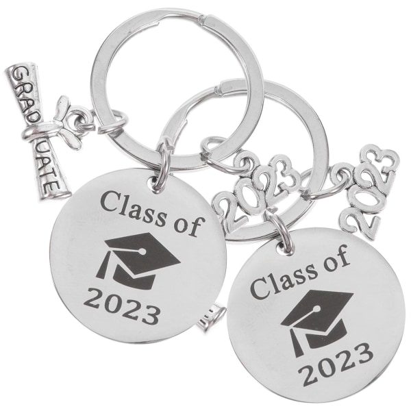 2pcs Graduation Keychain Stainless Steel Keychain Class Of  Keychain Gift5.4X2.6CM