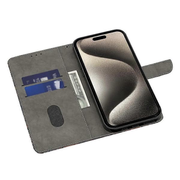 För iPhone 15 Pro Fodral 3D Mönstertryck Läder Plånboksfodral