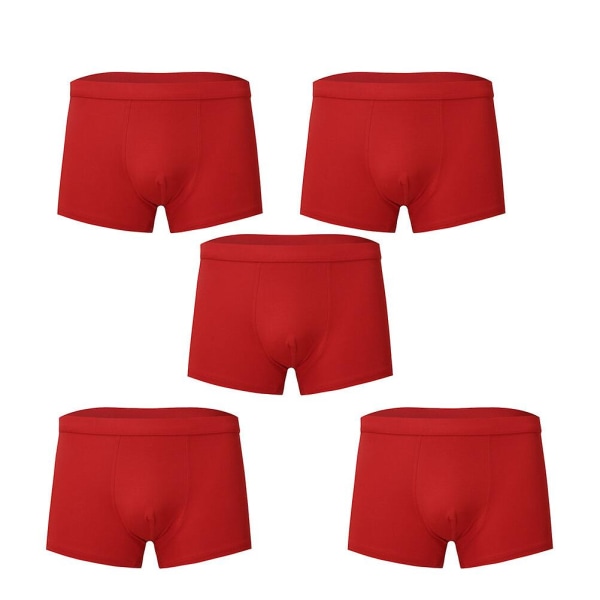 5st Cotton Man Underwear Trosor Stretchiga Andas Trosor Sexiga Underkläder Shorts Kalsonger Storlek L Red L