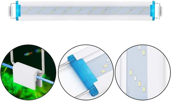 LED-akvarielys, akvarielampe med LED, 18-58 cm, meget tynd akvarielampe med LED til belysning