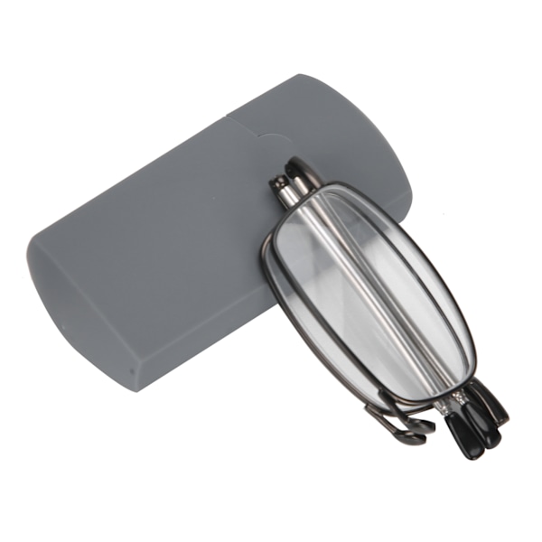 Foldbare briller unisex mænd kvinder rustfrit stål ældre skridsikre læsebriller (+300 grå)
