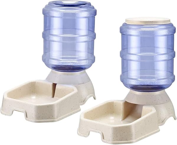 Automatic Feeder and Water Dispenser for Dogs and Cats, Gravity Refill, Easy Cleaning, Self-Feeding. White White