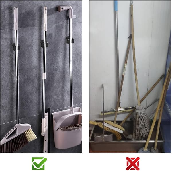 6-pack Tool Holder, Broom Holder Wall, Broom Holder, Wall, Garden Tool Holder, Wall Mount for Mop, Broom, Dustpan, Tools