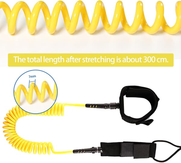 3 m Surf Leash, 7 mm Sup Ankel Gul Leash, Fodline til Paddle