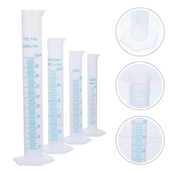 4 st Koppset 50ml Mätcylinder Hydrometer Provrör Graderad Mätcylinder