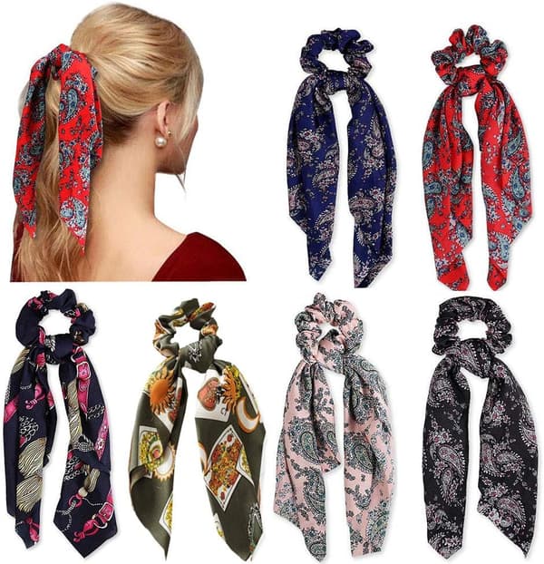 6 st Hårscrunchies Satin Silke Elastiska Hårband Hästsvans Hol