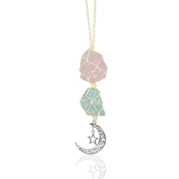 Bilberlock hängande kristaller Biltillbehör, Healing Crystal Accessories- Dangling Moon, Backspegeldekorationer Hängande