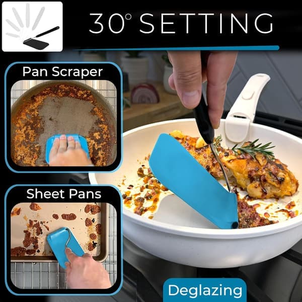 Adjustable Angle Spatula with Interchangeable Heads, Thin Heat-Resistant Spatula for Eggs, Pancakes, and Burgers