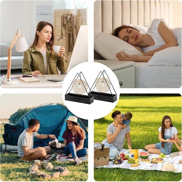 2 Pieces Black Metal Mosquito Coil Holders - Creative Triangular Outdoor Mosquito Coil Incense Spiral