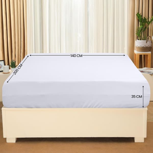 Fitted Sheet - White, 140 x 200 cm - 35 cm Corner for Thick Mattress - Brushed Microfiber Polyester 140*200+35cm 140*200+35cm