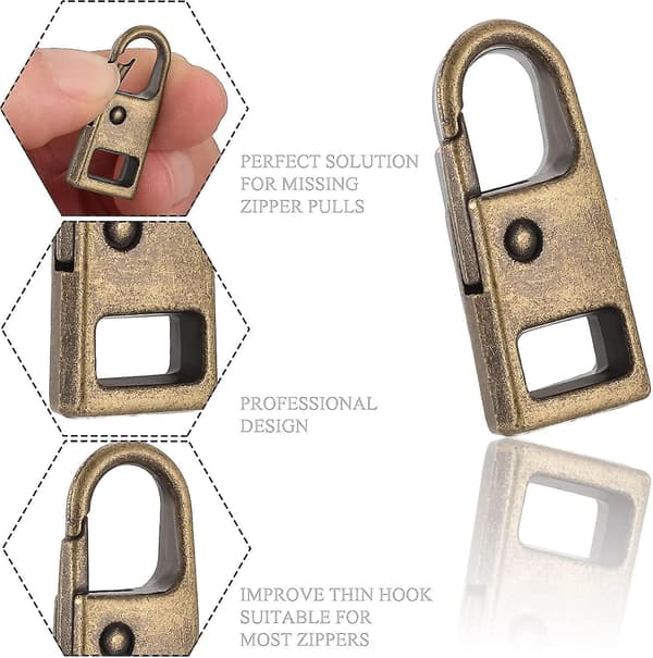 8 Pieces Zipper Puller, Zipper Repair Kit, Zipper Pull Tab, Metal Zipper Fixer for Suitcase, Backpack, Jacket, Luggage, Coat