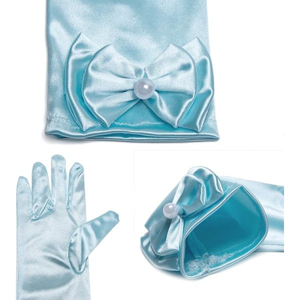 Lilla flickors prinsesshandskar (långa till armbågen) för födelsedag, bröllop, semester, kostymfest