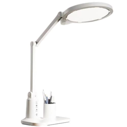 Cirkulær LED smart skrivebordslampe med øjenbeskyttelse, sammenklappelig sengelampe til sovesal, timerlampe