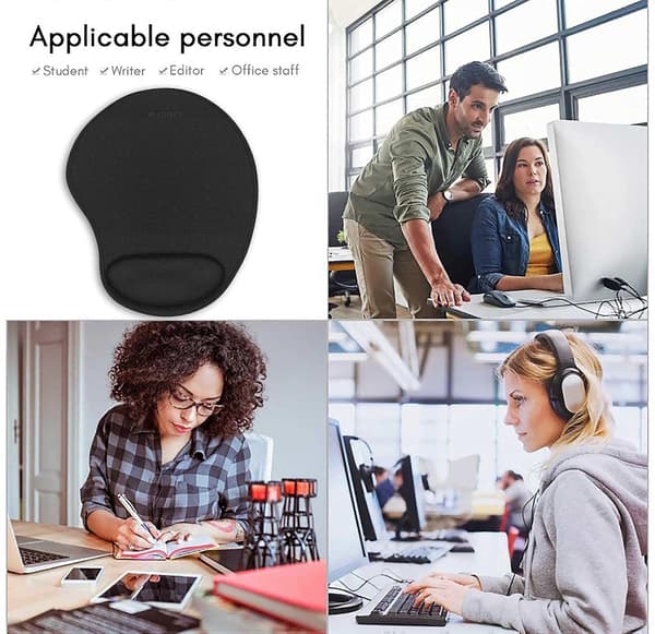 Magnet Mouse Pad Black - Soft Touch - Comfort with Ergonomic Wrist Rest - Improves Precision - Professional