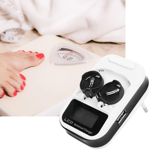 Smart LCD-lader for 3,6V oppladbare LIR2032, LIR2025, LIR2016 knappcellebatterier