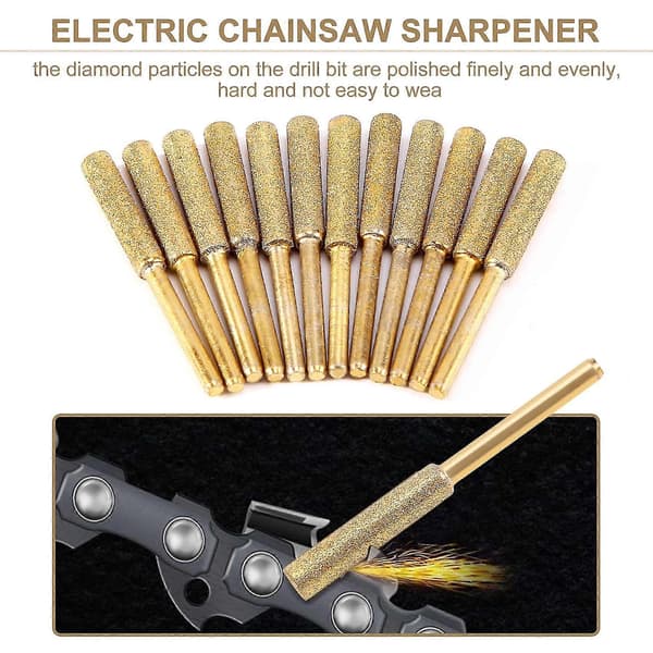 Diamond Chainsaw Sharpening Burrs 1/8 inch, Replacement Sharpening, 12-pack (7/32 inch/5.5 mm)