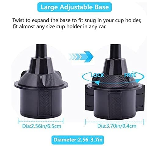 Car Cup Holder Tray, Adjustable Car Table Cup Holder Tray with 360 Degree Swivel Arm and Expandable Base