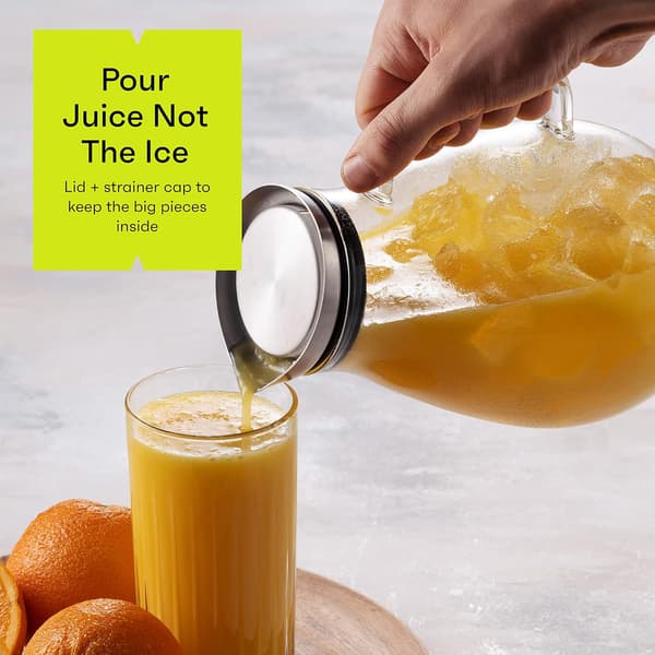 2500 ml glass pitcher with lid, beautiful lightweight beverage carafe with handle perfect for cold days
