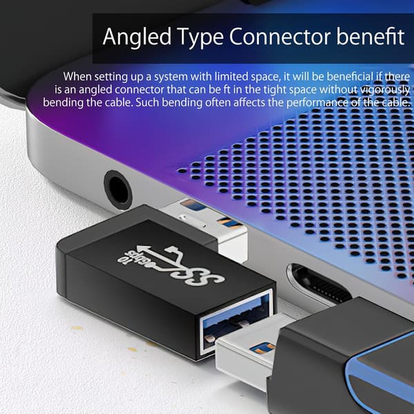 wxsp 2 kappaletta USB 3.0 90 asteen sovitin - Vasen ja oikea - A-uros-naaras