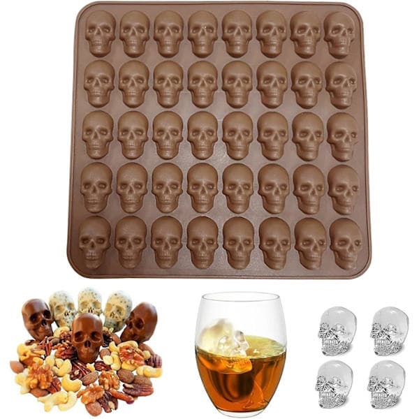 Halloween Dødningehoved Chokoladeform Silikoneform Fondantform Kagedekoration Bageform Halloweenfest Tilbehør