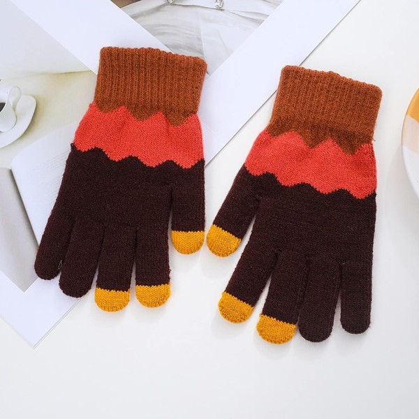 Winter Gloves for Women Girls Students Knit Gloves Touch Screen Gloves Warm Full Fingers  Women's Knitted Gloves Winter Warm Brushed