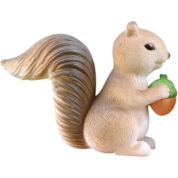 Miniature egern havestatue mini egern dyrefigurer fehavetilbehør Grå Grå Gray