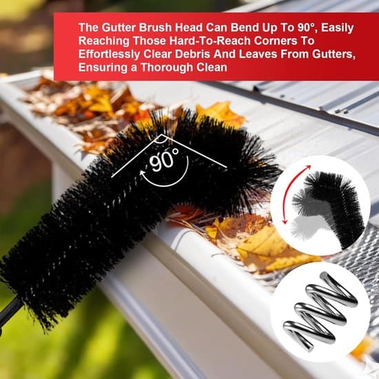Gutter Cleaner from the Ground - 4.3 Meter Adjustable Gutter Brush - No Ladder Required - Removes Leaves and Branches - 1 pc
