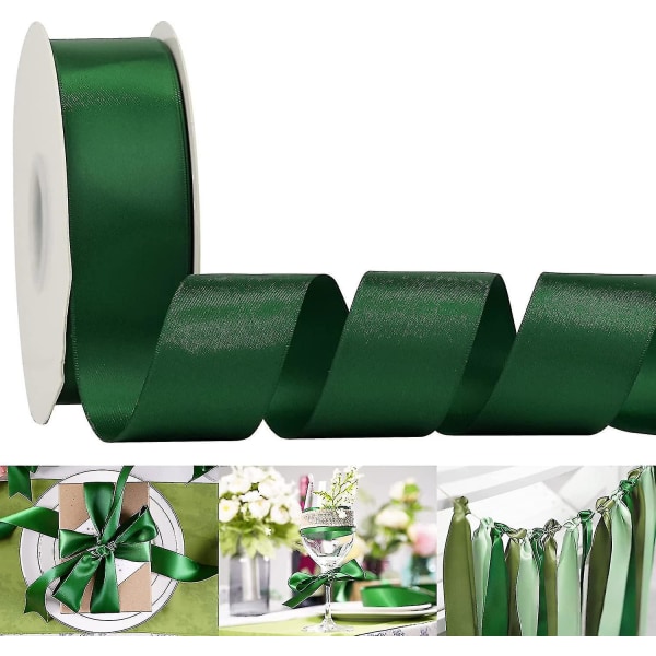 1-1/2 tommer dobbeltsidet satinbånd, polyester skovgrønt bånd 50 yards pr. gave