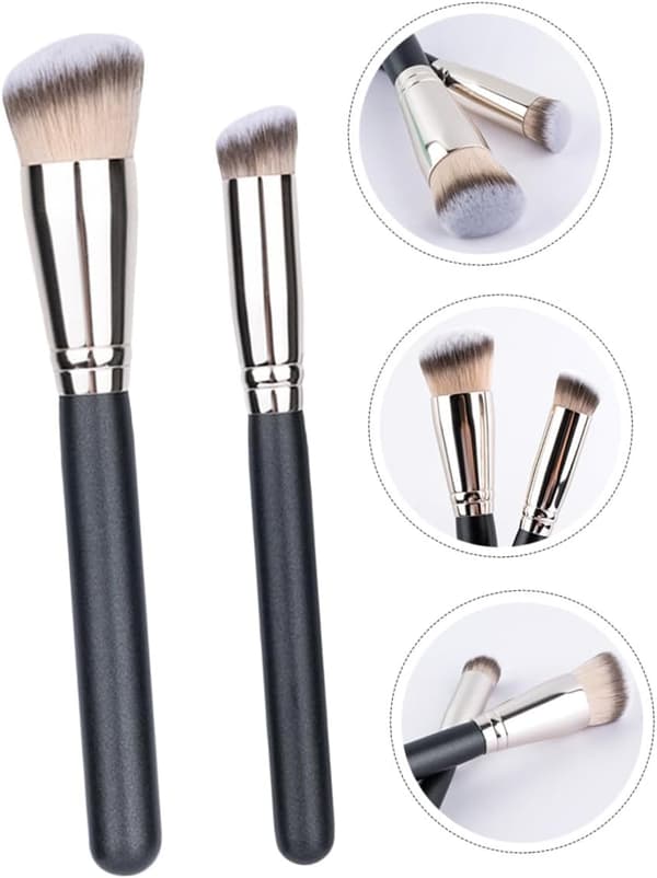 2 stk makeupbørster til foundation og concealer til ansigtsværktøj til rejsemakeup og damekosmetik