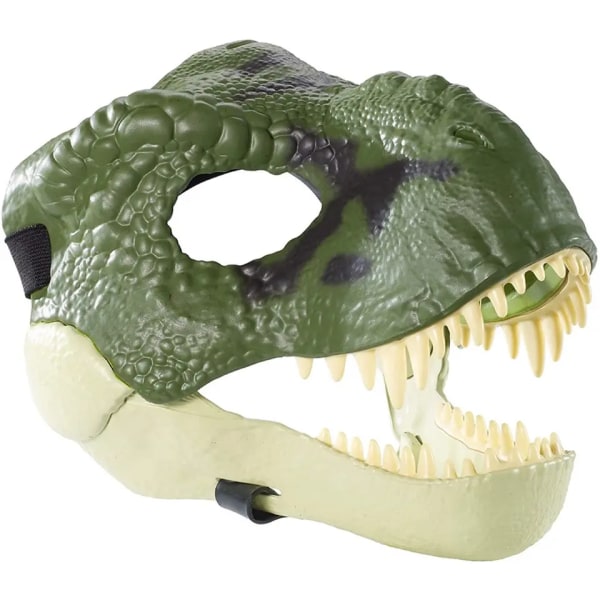 grøn Dino Mask Moving Jaw Decor-Tyrannosaurus Rex Mask，Movable Dragon,Cosplay Mask Party Fødselsdag Halloween…