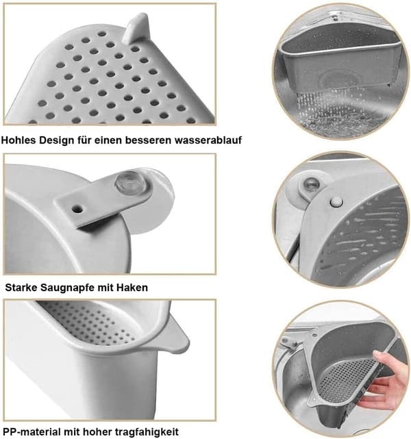 Sink Organizer 2 Pieces Triangular Sink Strainer Basket C