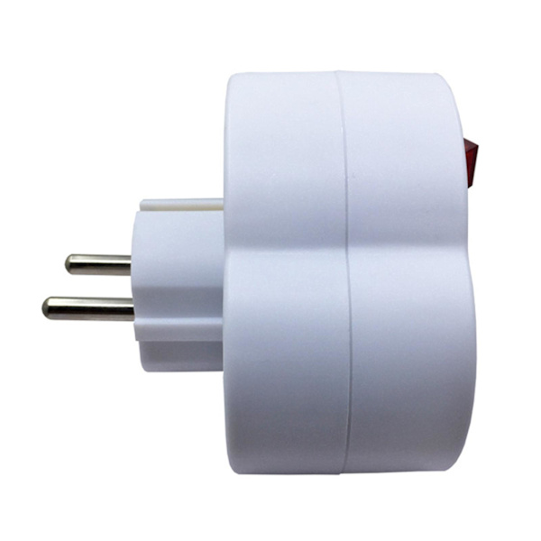 2-Way EU Plug Double Socket Schuko Adapter with Switch Multiple Socket Conversion Adapter PAY [DB]