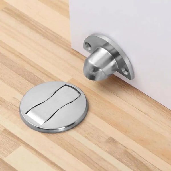 Magnetisk dørstopper, magnetisk gulvlås, usynlig holder med selvklebende usynlig dørstopper for hjem, kontor, innvendig dørstopper (sølv)