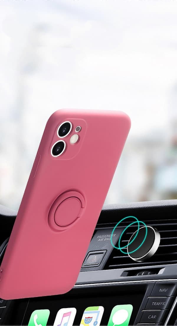 With Ring Kickstand Liquid Silicone Microfiber Lining Anti-Scratch Full-Body Shockproof Protective Case for iPhone 14 Pro