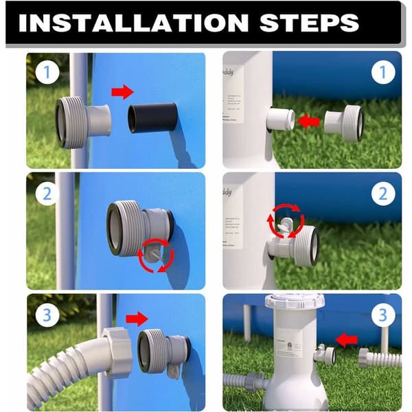 4 STK slangeadapter til pool, slangeadapter til pool, adapter til Intex-pool, slangeadapter til pool, pumpeadapter, tilslutning f