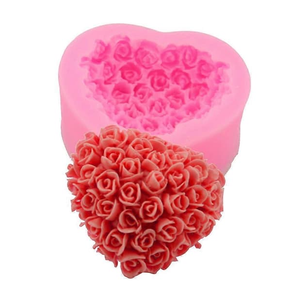 Hjerteformet Rosebukett Fondantform Kakeform Baking DIY Silikon Kakeform