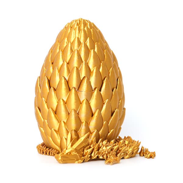 3D-printet bevinget flyvende drage, drageæg sæt arrangement figur (Lys guld + Drageæg)