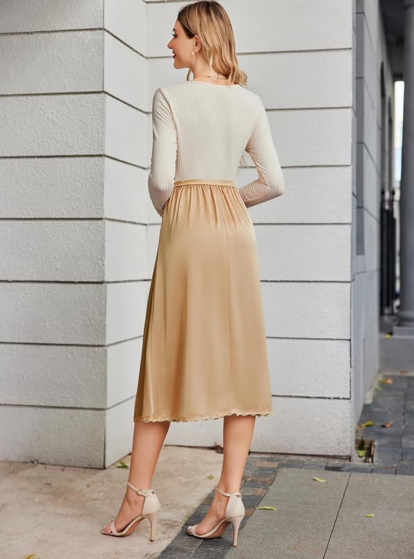 Sateng Half Slip for Kvinner Blonder Lang Underkjole Champagne champagne M champagne M