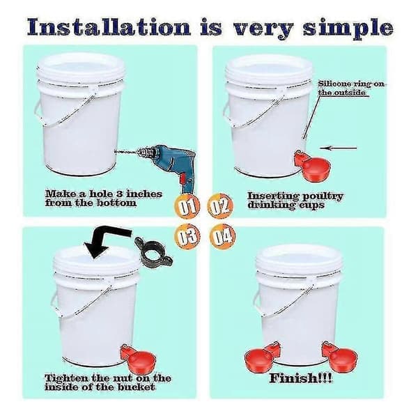 16-pack Automatic Chicken Water Cups Poultry Waterers Chicken Water Cups with Drill Zekai