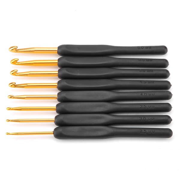 Aluminum Alloy Crochet Hook Set with Black ABS Handle for Knitting, Weaving, and DIY Crafts