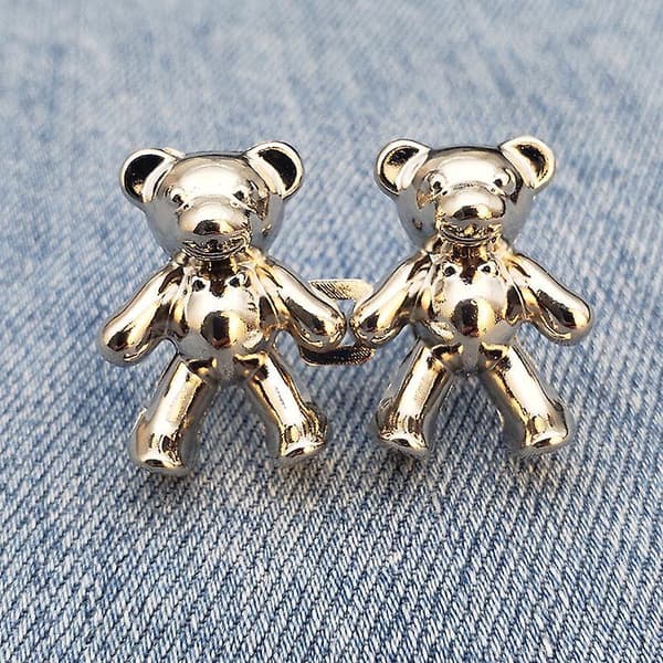 Cute Bear Design Jean Buttons - Easy to Use, Adjustable & Removable Waistbands, Perfect for Loose Jeans
