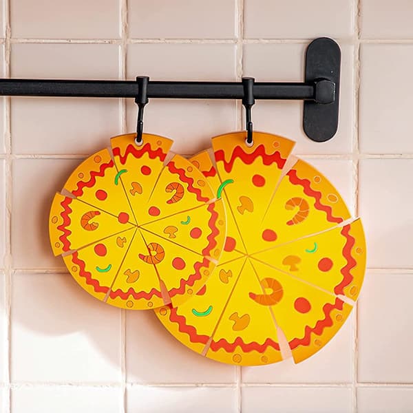 2 st pizzformade underlägg, rund bordsmatta, set med 2 pizzformade matbordsunderlägg