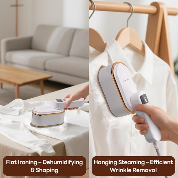 Mini Travel Iron with LED Display (15.4x7.4x10cm) - 1200W (9s Express Heating) - Ultra-Compact 180° Foldable Design